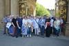 A group of people outside Chatsworth in Derbyshire.