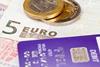 Euros cash and debit card