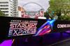 A billboard advertises Andrew Lloyd Webber's Starlight Express show which is returning to the Wembley Park Theatre
