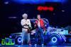 Roger Bart (as Doc Brown) and Axel Duffy (as Marty McFly)