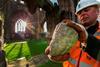 Historic Environment Scotland stonemasons Scott Stewart and Graeme Horne and apprentice Jonathan Moir have begun the process of hoisting carved faces, plants and animals into the towers at Elgin Cathedral for a new exhibition opening on Easter weekend.