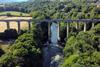 Aerial view of the Pontcysyllte Aqueduct that carries the Llangollen Canal across the River Dee in the Vale of Llangollen in northeast Wales