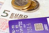 Euros cash and debit card