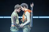 Euan Garrett as Peeta Mellark and Mia Carragher as Katniss Everdeen in The Hunger Games: On Stage