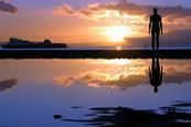 Another Place sculpture, Crosby Beach, Merseyside