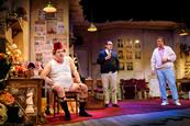 Damian Williams (Tommy Cooper), Bob Golding (Eric Morecambe) and Simon Cartwright (Bob Monkhouse) in The Last Laugh.