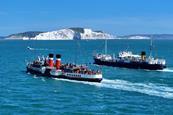 Steamship Shieldhall and PS Waverley passing the Needles in 2023 Credit Will Faulkner DJI_20230904132852_0179_D