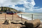 Shingle beach in the Hasting Stade fishing area