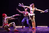 Performers juggling in the Cirque du Soleil's Corteo show