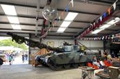 Military tank in warehouse