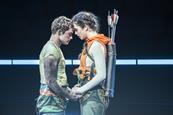 Euan Garrett as Peeta Mellark and Mia Carragher as Katniss Everdeen in The Hunger Games: On Stage