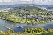 Picturesque bend of the river Rhine near Filsen. 