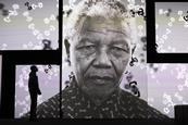Nelson Mandela on display at the National Portrait Gallery immersive experience.
