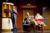 Henry Shields (left), Dave Hearn (centre) and Nancy Zamit (right) in The Comedy About Spies.