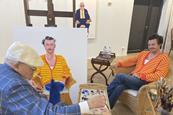 Artist David Hockney paints singer Harry Styles