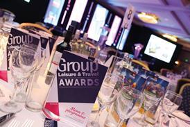 Group Leisure & Travel Awards dinner table setting and menu