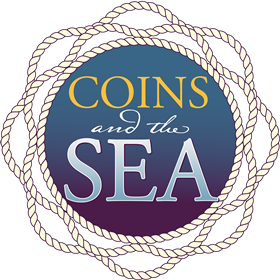 Coins and the Sea logo for exhibit at The Royal Mint Experience in Wales