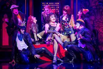 Jason Donovan and cast members in the Rocky Horror Show