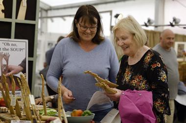 Visitors look at some of the items for sale at the Living Crafts festival in Hertfordshire