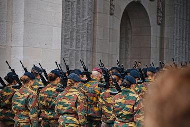 A memorial service at the Menin Gate in Ypres, Belgium