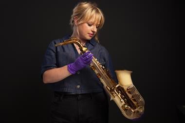 David Bowie's first instrument, a Grafton Alto saxophone, ca.1961.