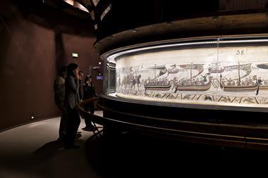 Bayeux Tapestry on display at the Bayeux Museum.