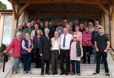 Mike Potts group outside a hotel in Bolton