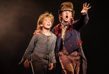 Oliver and The Artful Dodger in the 2025 West End production of Oliver!