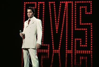 1968, June 27-29; Still image from Singer Presents...ELVIS. Commonly called the 68 Comeback Special