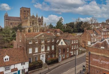 St Albans cathedral and street in Hertfordshire