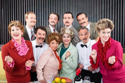 Characters from the Faulty Towers Dining Experience in London