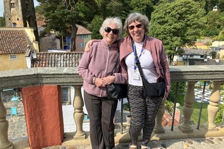 Two women on balcony in Portmeirion, North Wales