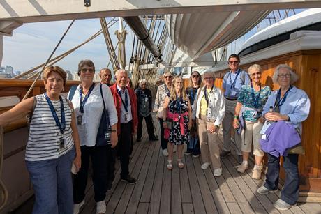 Group on top deck of Cutty Sark