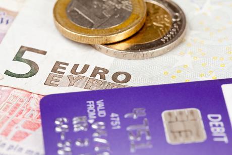 Euros cash and debit card