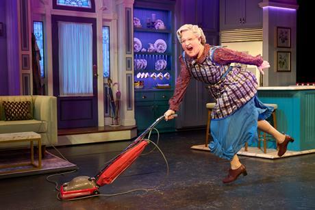 Cast members of Mrs. Doubtfire the musical see on stage in London