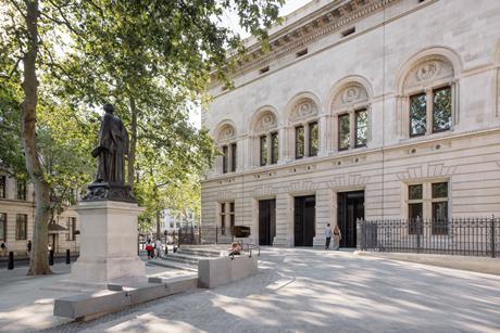 The new forecourt outside the National Portrait Gallery, London.