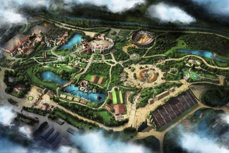 An artist impression of Kynren - The Storied Lands from a bird's eye view