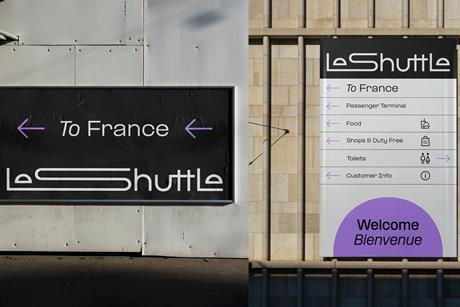 LeShuttle signage indicating which way to go for France.