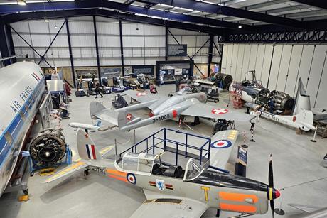 Aircraft on display at the de Havilland Aircraft Museum in London Colney