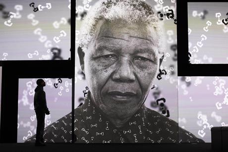 Nelson Mandela on display at the National Portrait Gallery immersive experience.