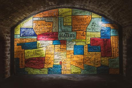 Mural at the back on The Cavern Club stage