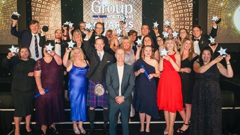 The winners of the Group Leisure & Travel Awards 2023 celebrate their win at the ceremony in Milton Keynes