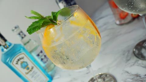 Bombay Sapphire Gin and Tonic Cocktail