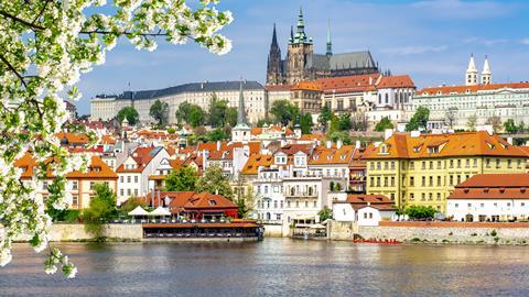 A beautiful view of Prague including the castle district