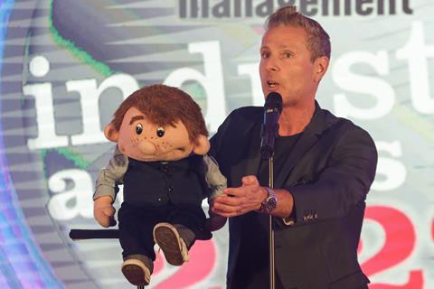 Ventriloquist Paul Zerdin with his puppet Sam