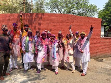 Members of the Wendy Wu fam trip to India at the Holi Festival