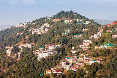 Shimla aerial view, it is the capital city of the Indian state of Himachal Pradesh, located in northern India.