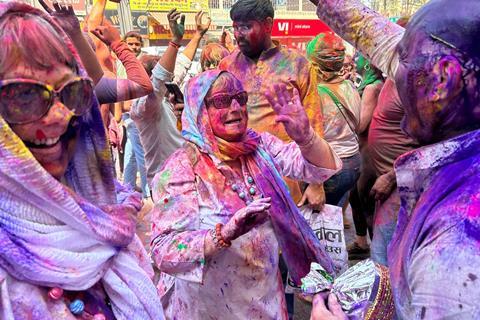 Members of the Wendy Wu fam trip to India experience the Holi Festival