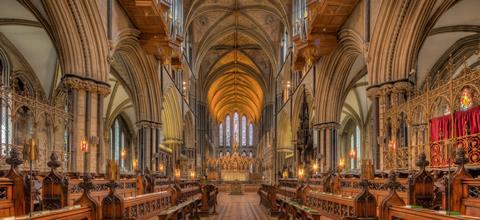 Interior shot of Worcester cathedral