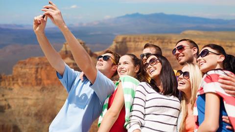 Group of travellers taking a selfie
